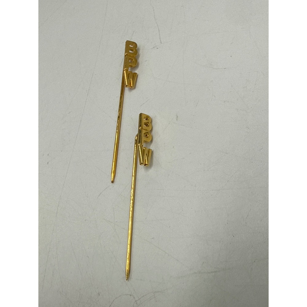 Vintage BPW Gold Tone Stick‎ Pins Set of 2 Professional Organization Lapel Pins